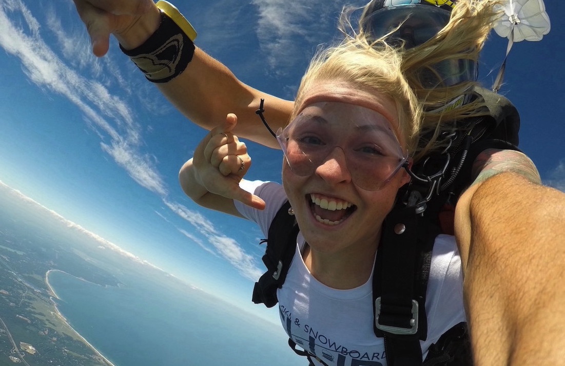 skydiver having fun